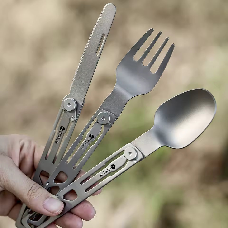 TrekEats Stainless Steel Folding Cutlery Set