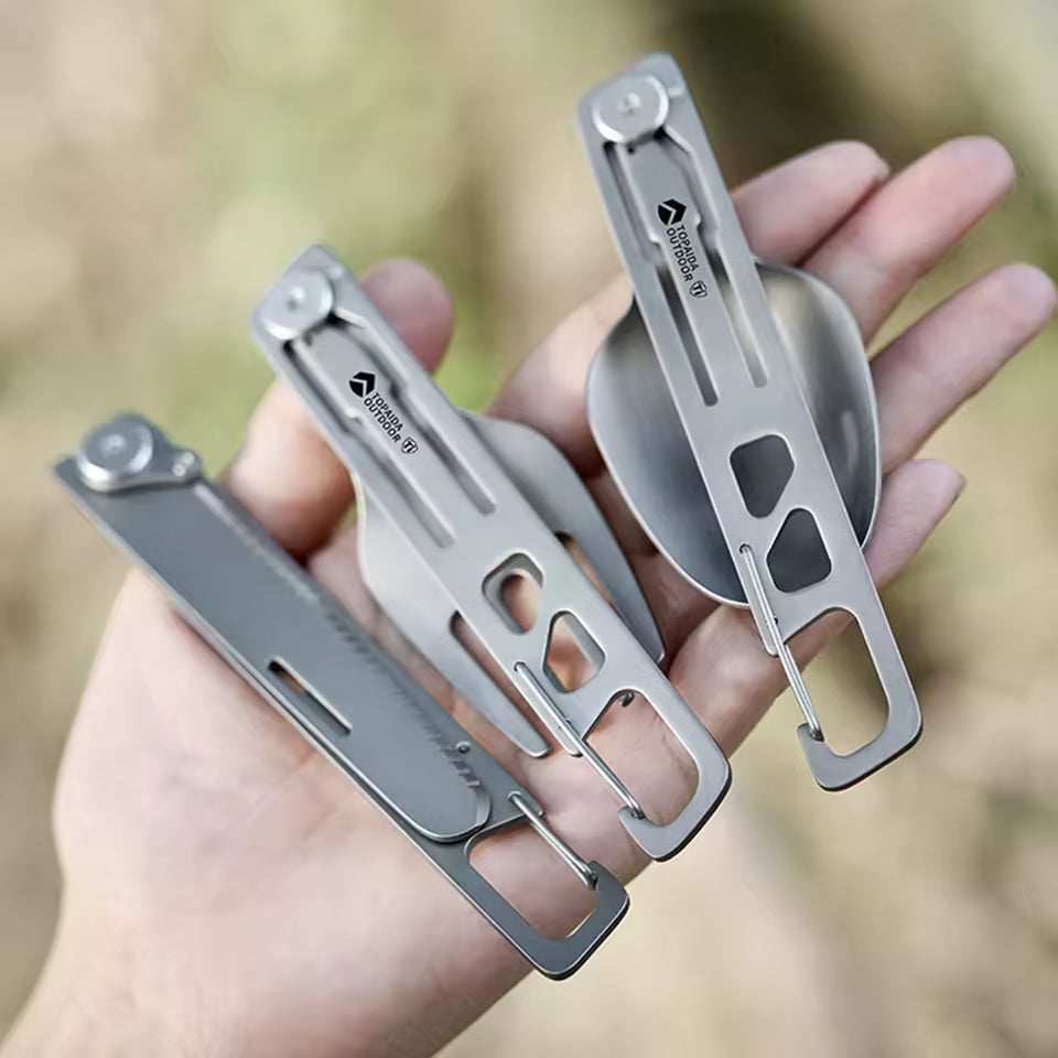 TrekEats Stainless Steel Folding Cutlery Set