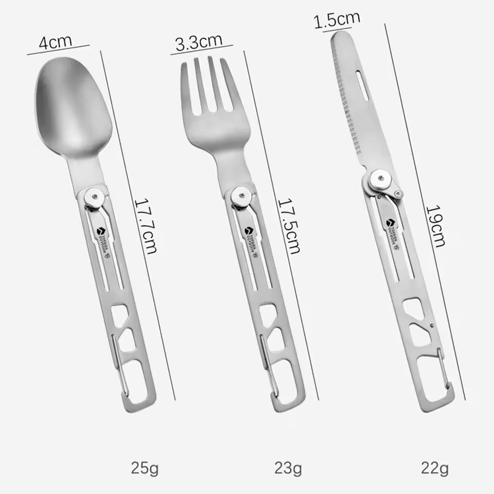 TrekEats Stainless Steel Folding Cutlery Set